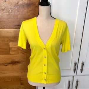 LOFT Yellow Button Up Cardigan